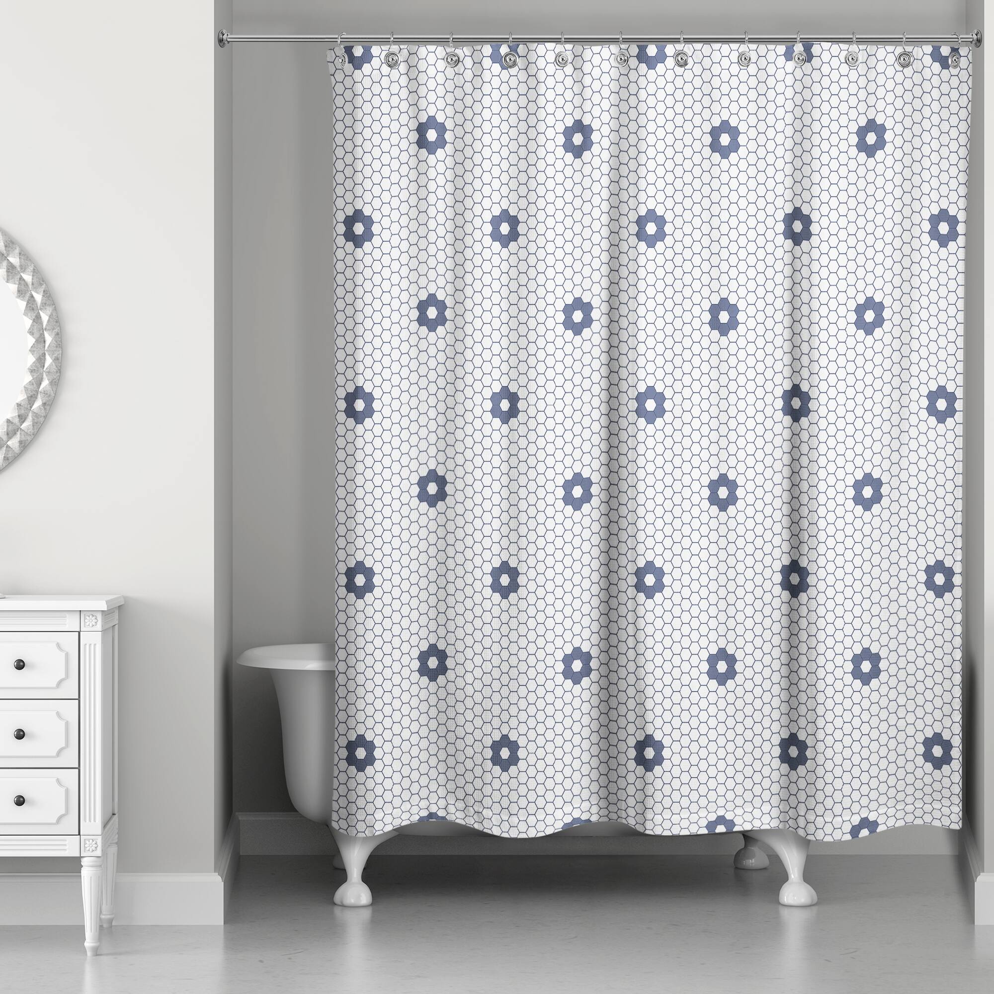Floral Tile Pattern 71" x 74" Shower Curtain